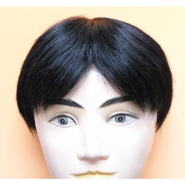 LLサイズセンターパート、カット済み人工皮膚付き 部分かつら