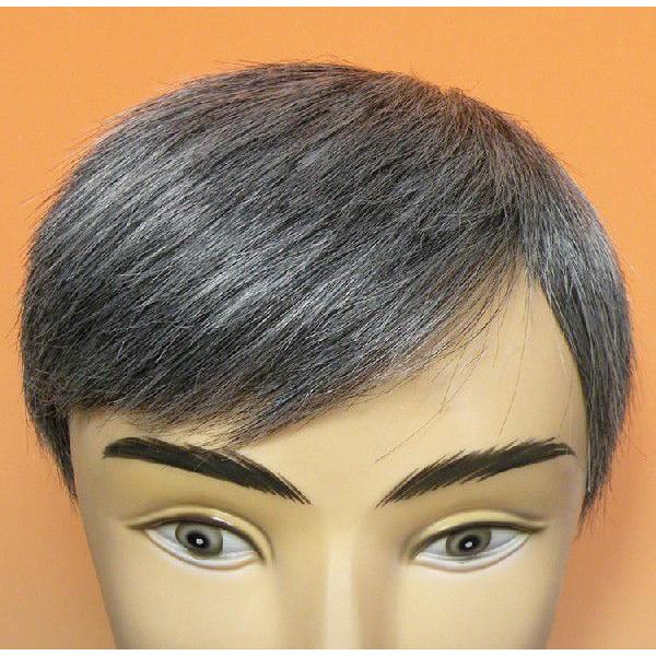 白髪60％、左つむじ人工皮膚なし・カット済み・耐熱人工毛　部分かつら | 