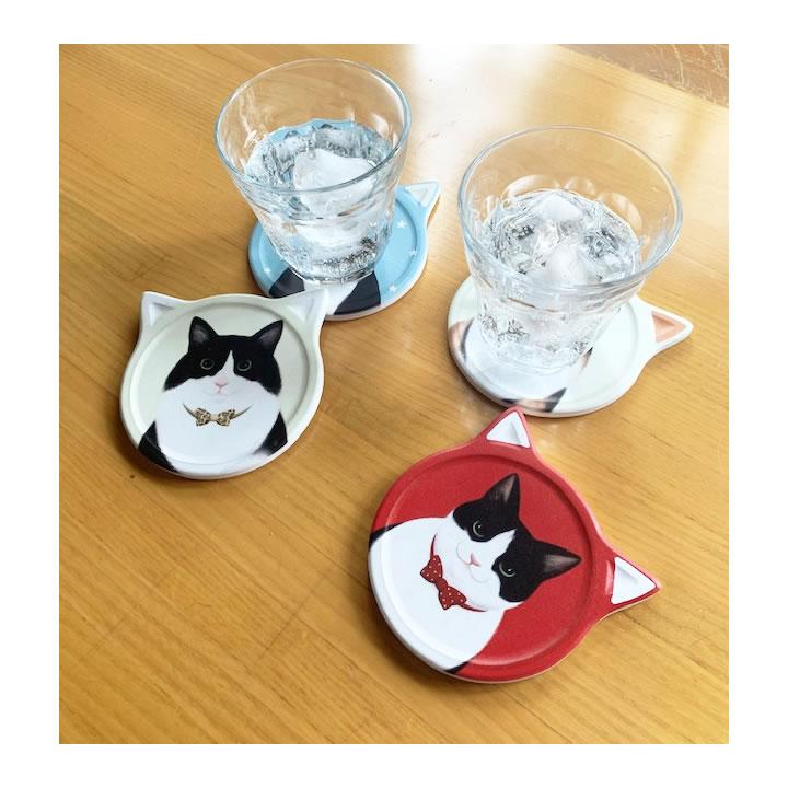 コースター A ねこ ネコ 猫柄 おしゃれ かわいい 4枚セット にゃんこ