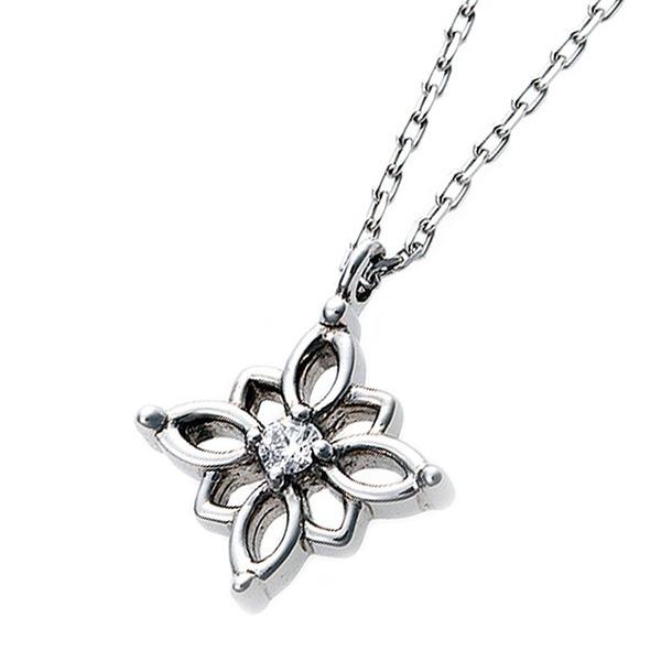 ダイヤモンド ネックレス 一粒 0.014ct プラチナ Pt900 花 フラワー