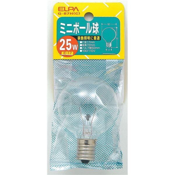 （まとめ） ELPA ミニボール球 電球 25W E17 G50 クリア G-87H（C） 〔×25セット〕