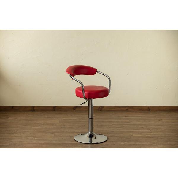回転式 カウンターチェア/ハイチェア 〔レッド〕 幅52cm 円形 昇降