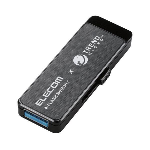 (まとめ）エレコムウイルス対策USB3.0メモリ(Trend Micro) 16GB ブラック MF-TRU316GBK 1個〔×3セット〕