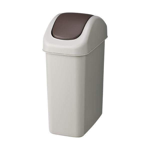 (まとめ) TANOSEE エコダストボックス スイング M 11.5L グレー／ブラウン 1個 〔×10セット〕