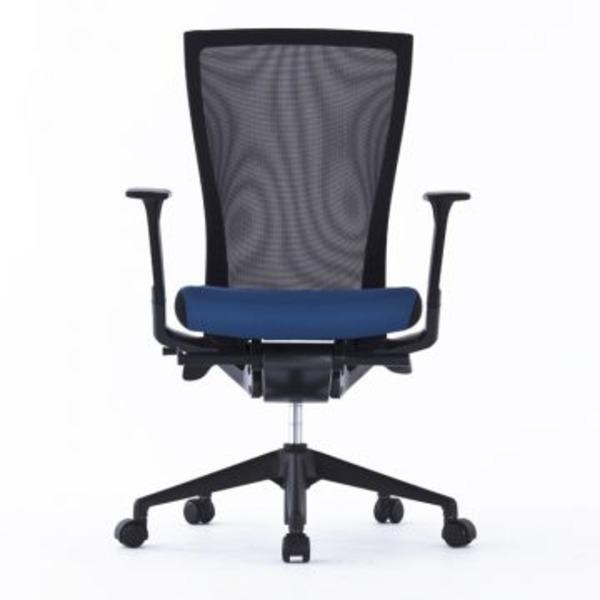 オフィスチェア 約幅688mm ブルー キャスター付き 肘付き ガス圧式シリンダー 通気性 メッシュ T50チェア お客様組立品〔代引不可〕