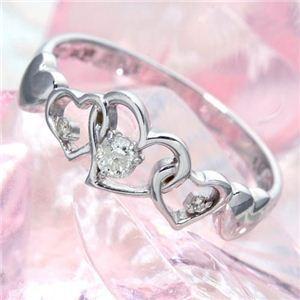 ハート透かし合計0.08ctダイヤリング 指輪 11号