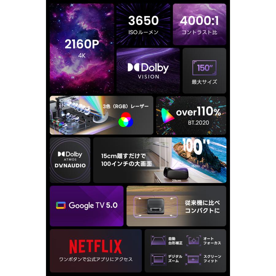 JMGO O2S Ultra 4K 超短焦点プロジェクター 3色レーザー 明るい 高輝度