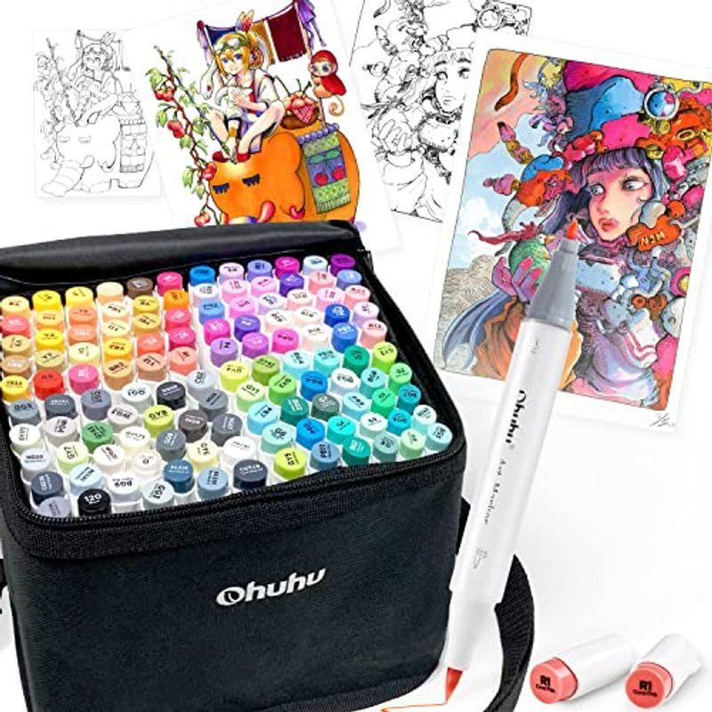 Ohuhu 筆タイプ 1色 ジェネラルヒルのohuhu マーカーペン 筆先 筆 細字 画材 アート用品 ふでタイプ イラスト用マーカー ブレンダー ペン付き イラストマーカー 鮮やか 手帳 イラスト 色塗 ジェネラルヒル