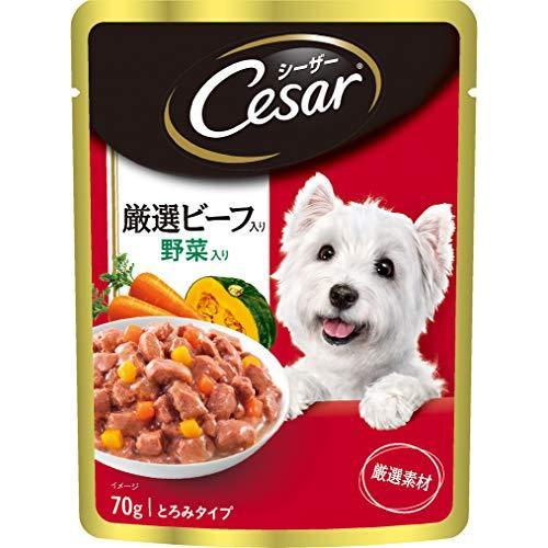 日本未発売 シーザー シーザー ドッグフード ケース販売 70g 160袋 成犬用 野菜入り 厳選ビーフ入り パウチ ドッグフード
