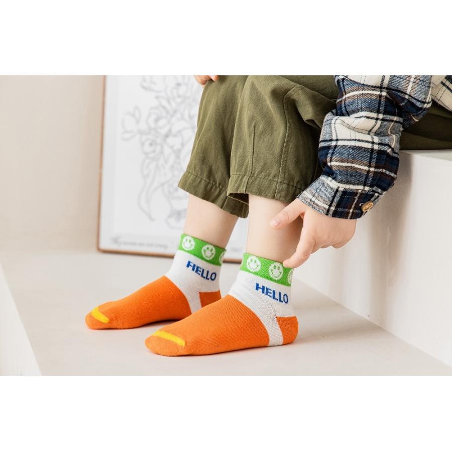 送料無料 靴下 キッズ 夏用 メッシュ こども 子供用ショートソックス 男の子 5足セット |靴下 ソックス  速乾 消臭 【b22108】(メール便) |  | 15