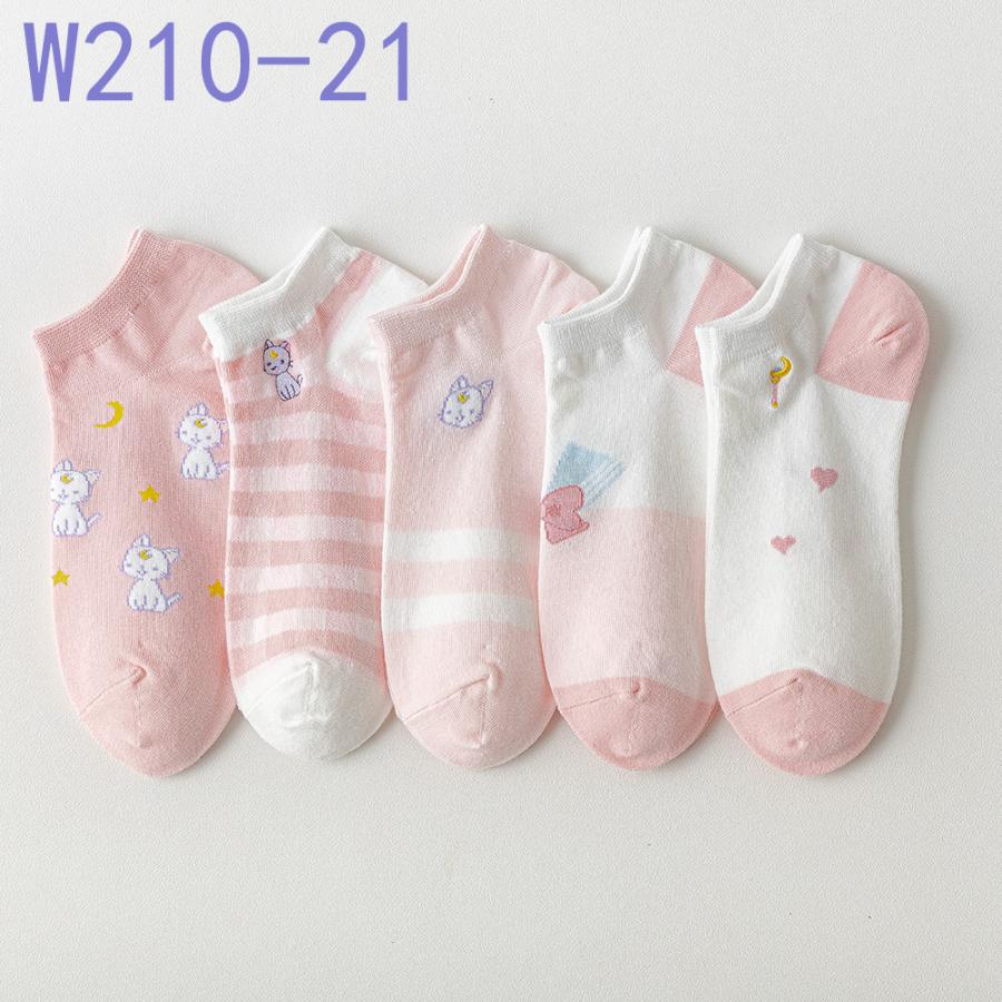 靴下 ソックス レディース 女性用 5足セット 綿 脱げない かわいい 花柄 カジュアル 女の子 スクール 送料無料 メール便 W210 |  | 01