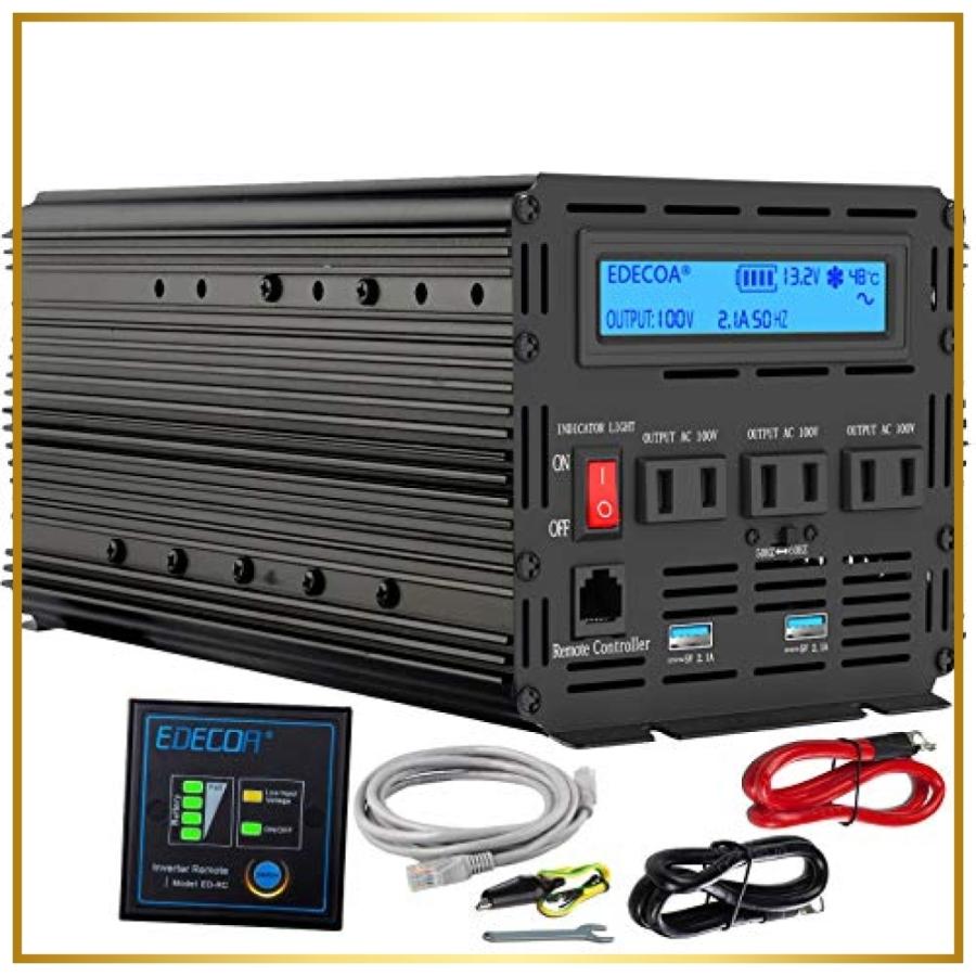 人気no 1 本体 Edecoa 正弦波インバーター 1500w インバーター Dc 12vを100v 110v Acへ変換 50hz 60hz Lcdディスプレイ及びリモコン搭載 イ 在庫あり 即納 Gyrosgymnastics Com