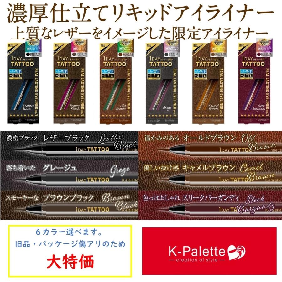 リアルラスティングアイライナー 24hWPc 6色選択できます 1DAY TATTOO Kパレット B品 クリックポスト ポスト投函｜239