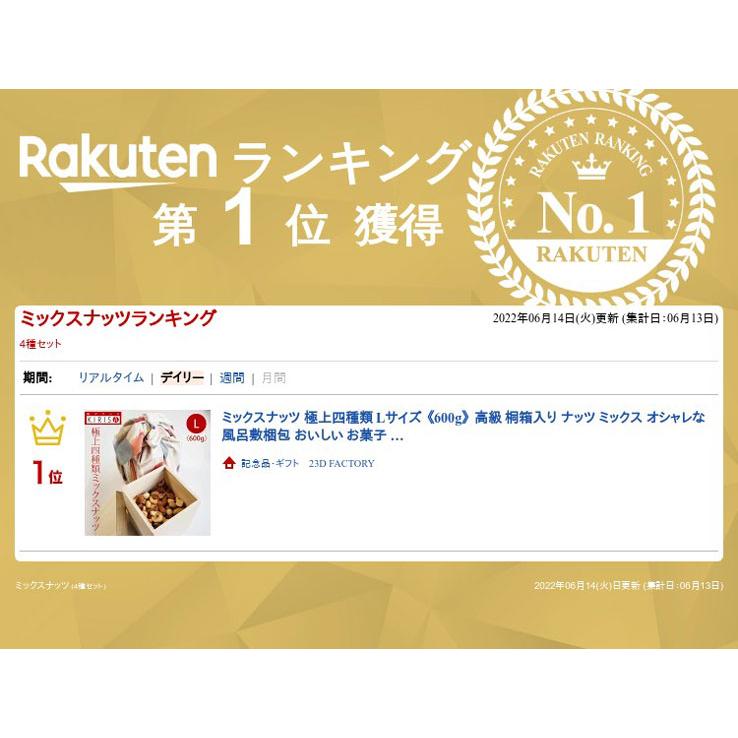 高級ミックスナッツ【お中元 お歳暮 贈り物 おつまみ ギフト】高級桐箱入り ミックスナッツ Mサイズ 《300g》】極上四種類 高級ナッツ オシャレな風呂敷梱包 |  | 01