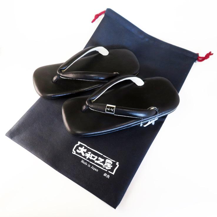 メンズ雪駄　栃木レザー/R5400黒