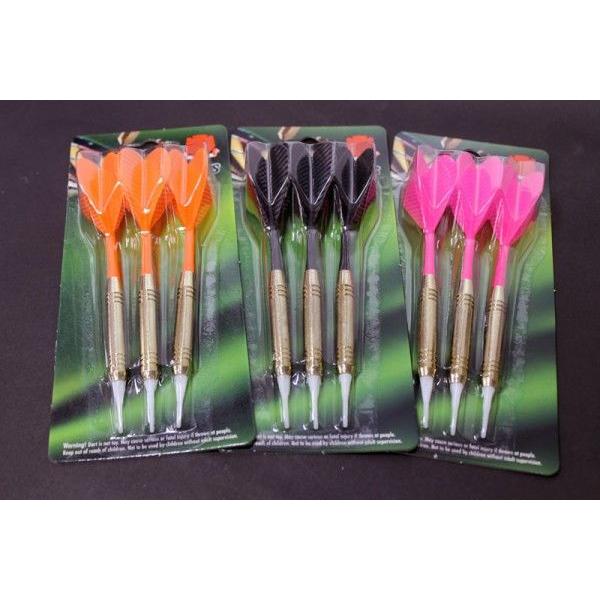 6円 名入れ無料 ダーツ矢 ソフトチップ ハウスダーツ ブラック オレンジ ピンク 9本セット Pro Darts仕様 初心者