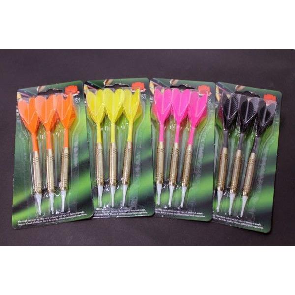 ダーツ矢 ソフトチップ ハウスダーツ ブラック オレンジ ピンク イエロー 12本セット Pro Darts仕様 初心者 22年のクリスマス