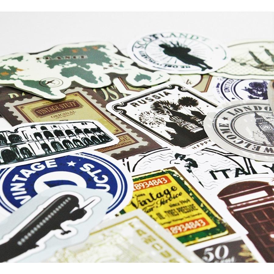 ステッカー 132枚 トラベル アンティーク調 ヴィンテージ 防水加工