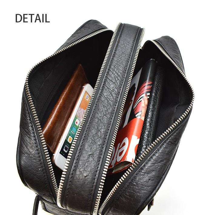 オーストリッチ セカンドバッグ フルポイント メンズ 紳士 本革 駝鳥革