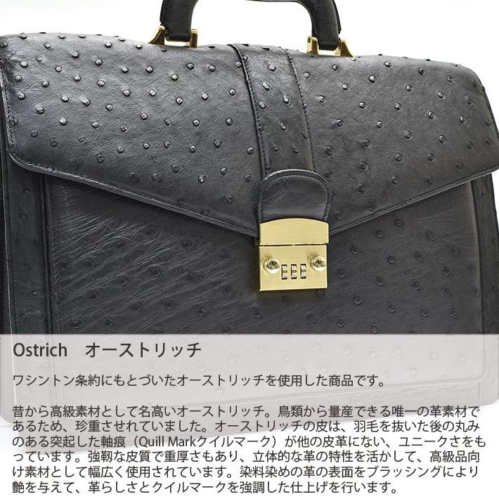 オーストリッチ ビジネスバッグ 鍵付き フルポイント メンズ 紳士 本革 