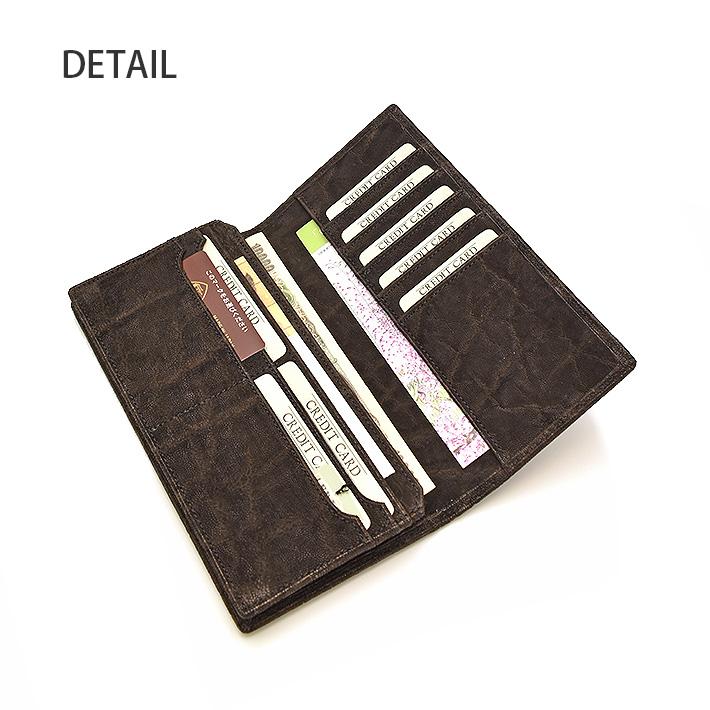 エレファント 長財布 束入れ かぶせ 無双 日本製 JRA 本革 象革 ゾウ革 希少 リアルレザー メンズ 父の日 No.607448 |  | 05