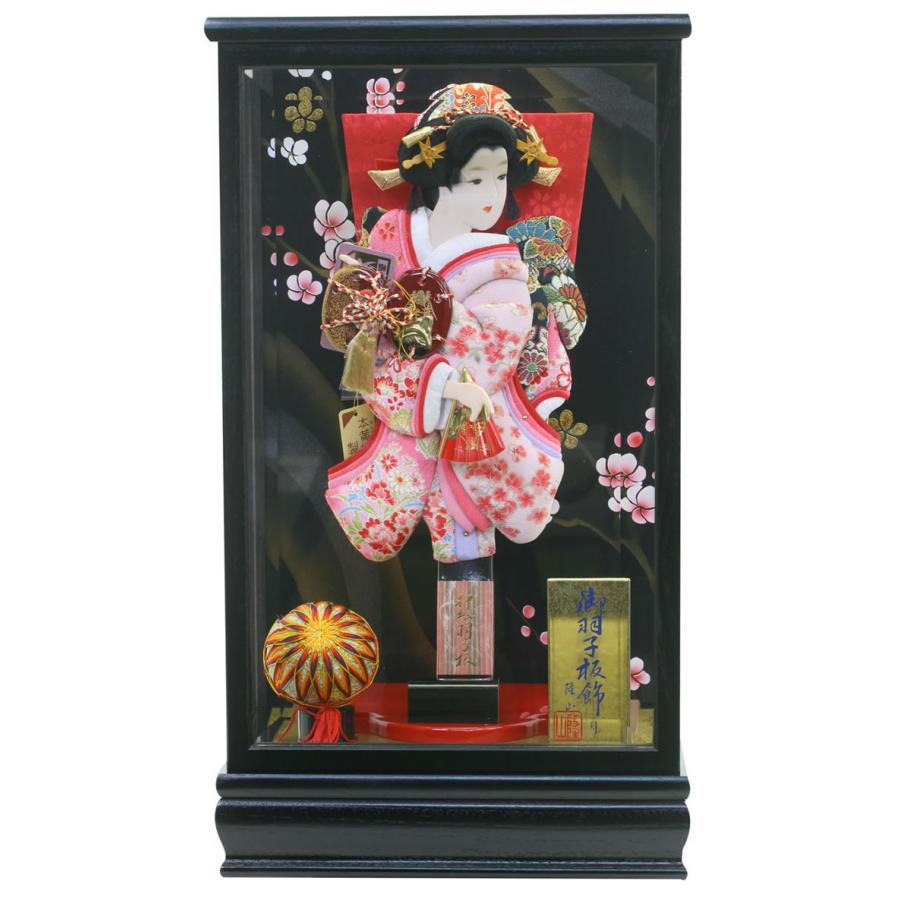 羽子板 初正月 ケース飾り 隆山作 姫振袖 浅妻 縮緬 10号 168