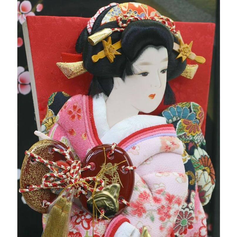 羽子板 初正月 ケース飾り 隆山作 姫振袖 浅妻 縮緬 10号 168-3810