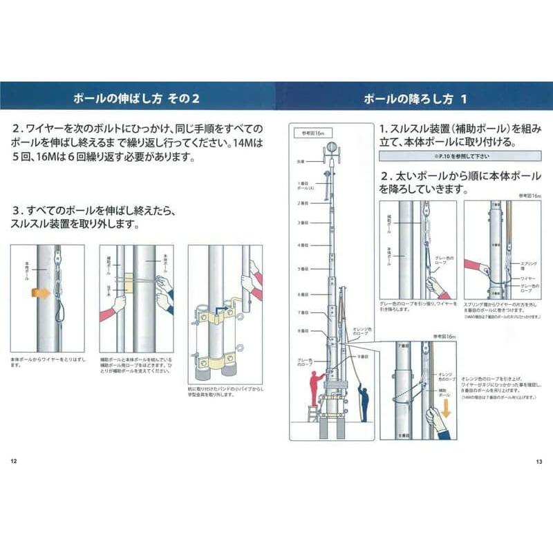 こいのぼり 徳永鯉 鯉のぼり 庭園用 ポール 6m鯉用 (12m) 超強力