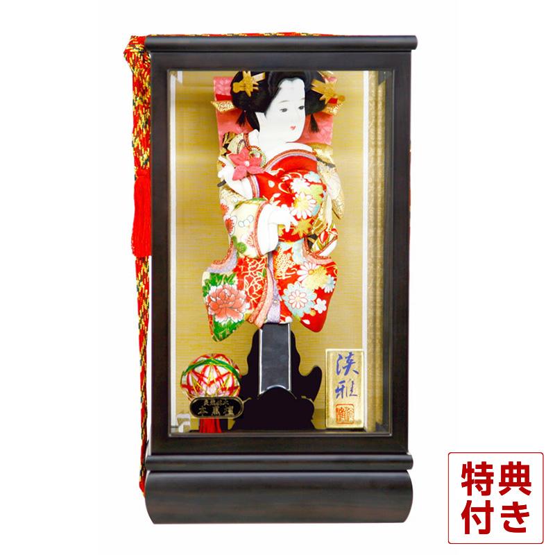 フジキ 【100周年記念祭】羽子板 初正月 ケース飾り 振袖 金彩友禅 本