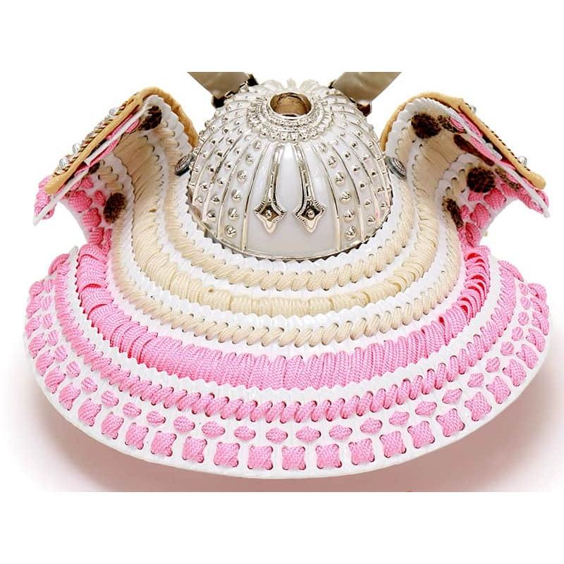 五月人形 コンパクト 兜ケース飾り 兜飾り 辰広作 本小札 ピンク白糸縅