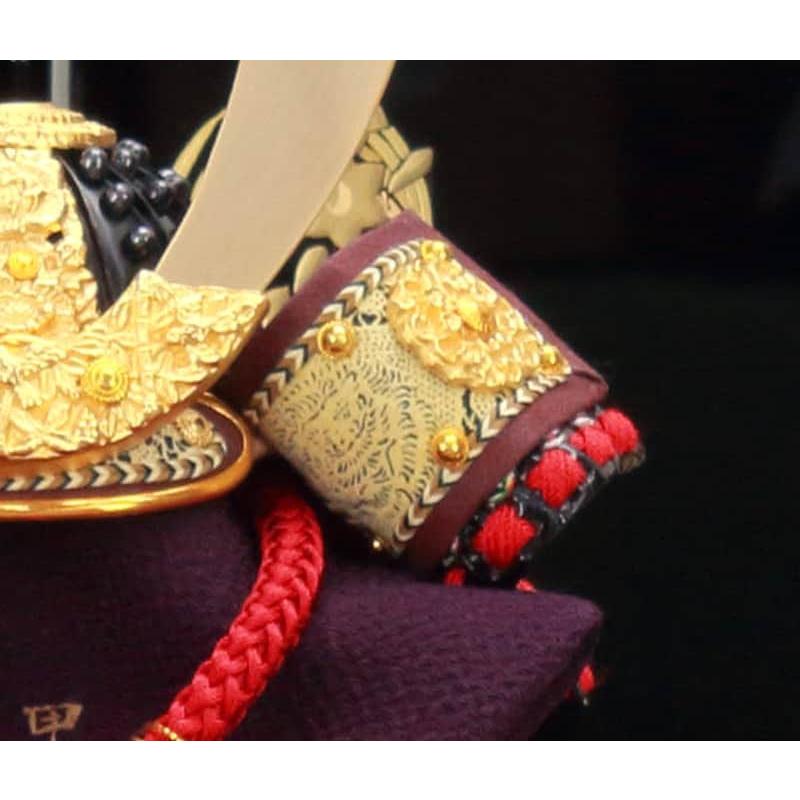 五月人形 コンパクト 兜平飾り 兜飾り 辰広作 竹雀之兜 本小札 正絹 赤