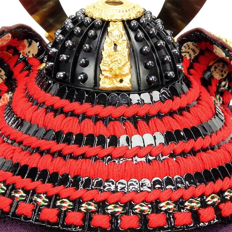 五月人形 コンパクト 兜平飾り 兜飾り 辰広作 竹雀之兜 本小札 正絹 赤