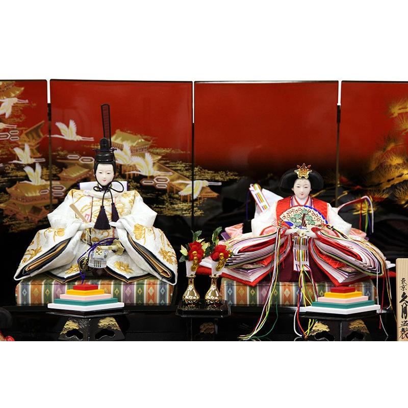 久月 雛人形 飾り方 三段 飯塚孝作 刺繍 木胴木手使用 駿河塗 h023-k