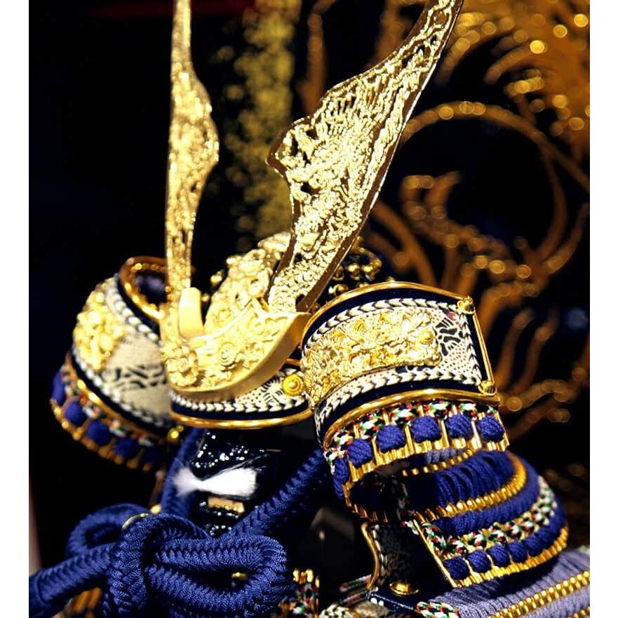 五月人形 吉徳 鎧平飾り 鎧飾り 御大鎧 正絹紺絲縅 8号 会津曙塗 高床