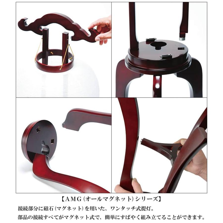 盆提灯 行灯 瑞宮 9号 ブラウン色塗 電気コード式LED 絹製 絹二重 ワンタッチ式 h088-ymt-1708_4