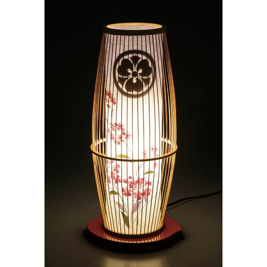 盆提灯 創作提灯 紋入 京竹 21号 白木 桜草 クリア絵柄風車付 電気