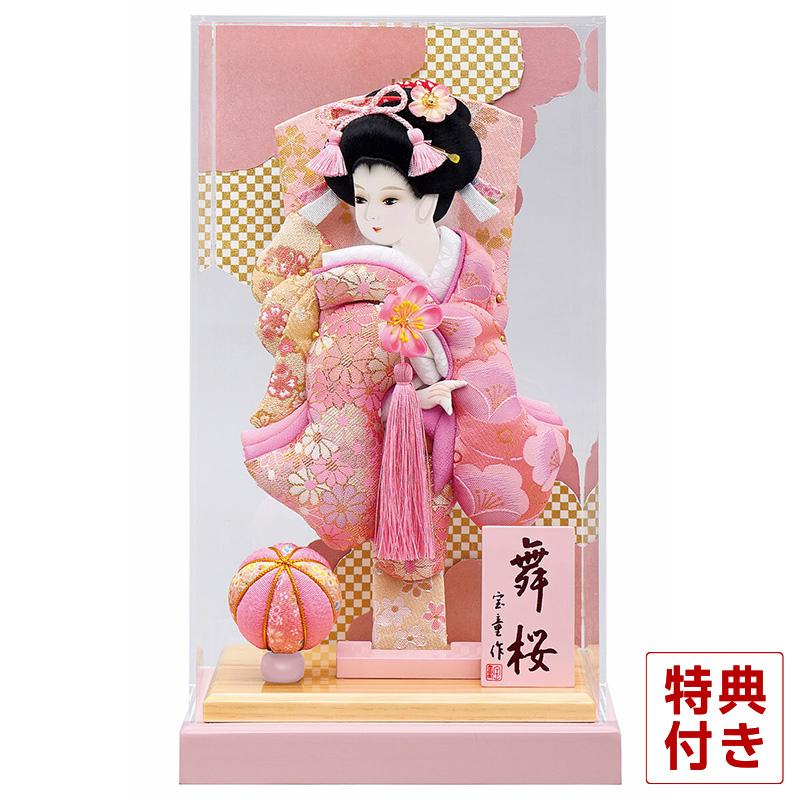 羽子板 ケース飾り 美月羽子板 9号 舞桜 無垢 ピンク アクリルケース