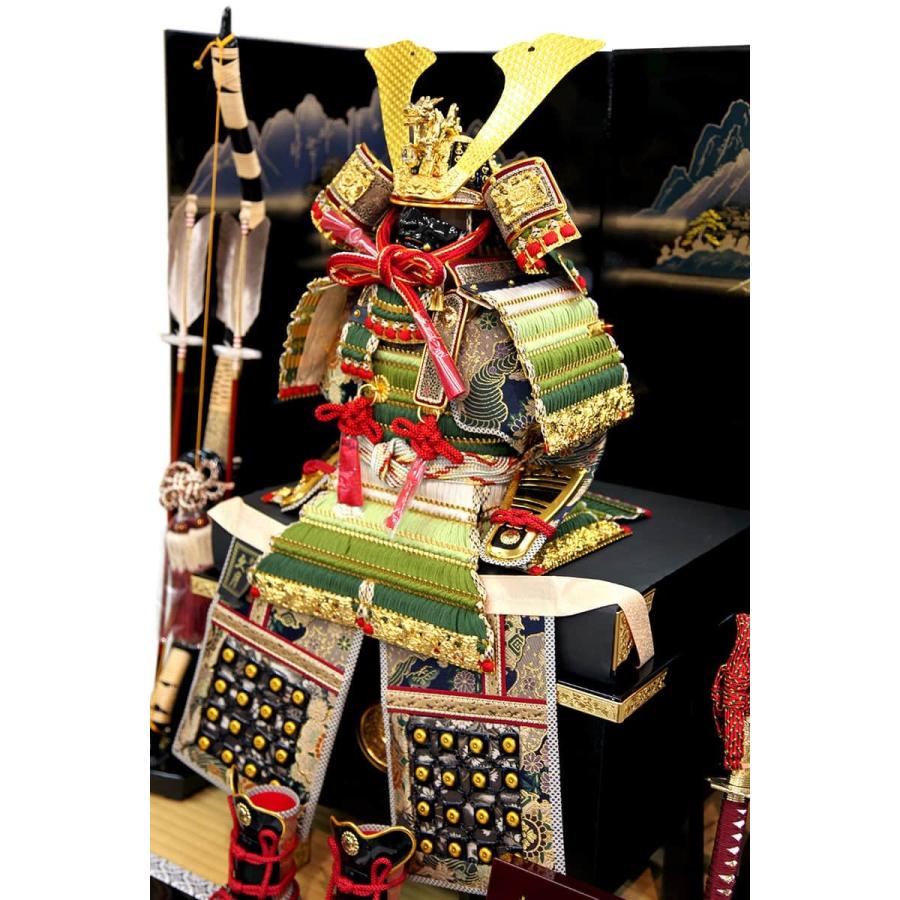 久月 【100周年記念祭】五月人形 鎧平飾り 鎧飾り 高床飾り 正絹萌黄裾 
