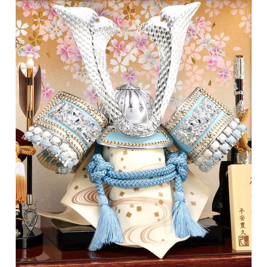 五月人形 コンパクト 豊久 兜ケース飾り 兜飾り 蓮 正絹縅 10号 h075-mo-525681 GG-202