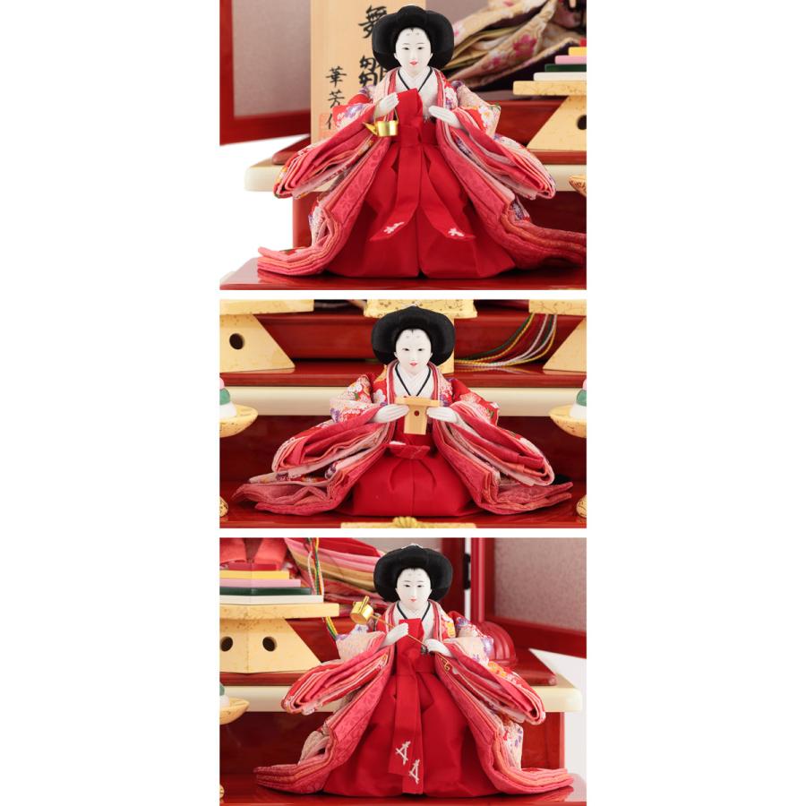 雛人形 三段 華芳作 舞雛 h243-aka-10-27 三段飾り 五人飾り 雛人形 三段 華芳作 舞雛 h243-aka-10-27 三段飾り 五人飾り