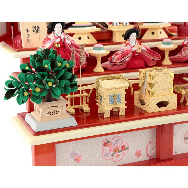 雛人形 三段 華芳作 舞雛 h243-aka-10-27 三段飾り 五人飾り 雛人形 三段 華芳作 舞雛 h243-aka-10-27 三段飾り 五人飾り