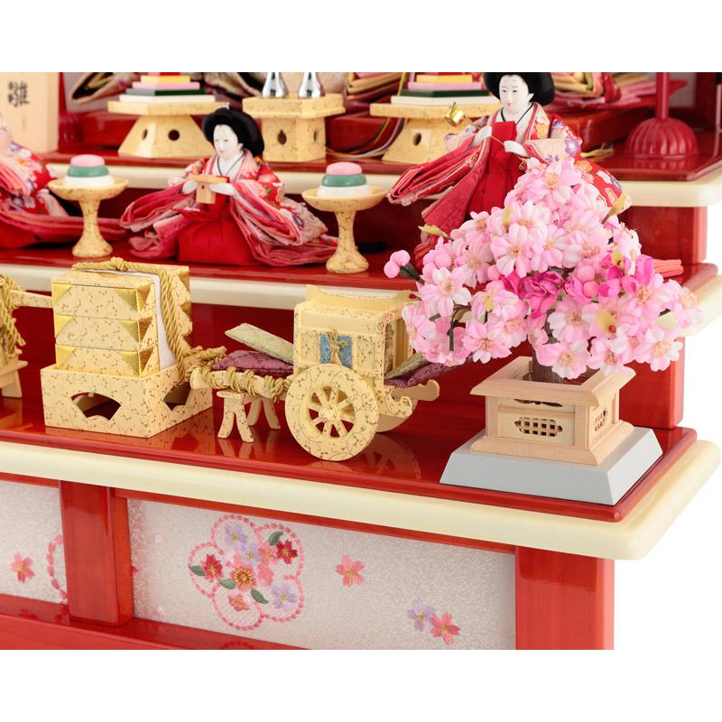 雛人形 三段 華芳作 舞雛 h243-aka-10-27 三段飾り 五人飾り 雛人形 三段 華芳作 舞雛 h243-aka-10-27 三段飾り 五人飾り