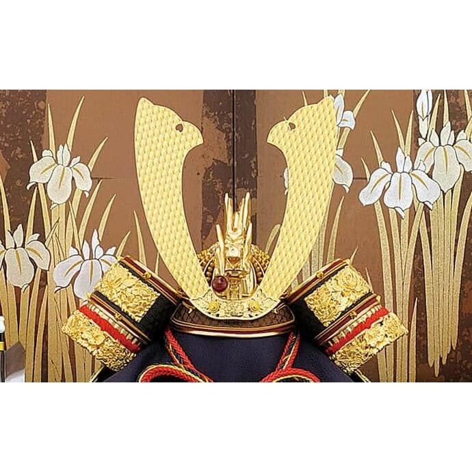 【100周年記念祭】五月人形 兜平飾り 兜飾り 二曲飾り 平安翠雲作 嵯峨兜 箔押小札 13号 本漆塗 h275-mm-075_2