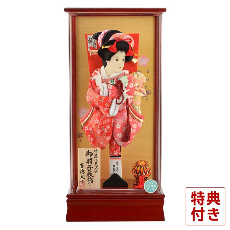 御羽子板飾り　吉徳大光　伝統工芸正絹仕立　手造り本押絵仕様　レトロ 羽子板 吉徳大光 羽子板 ケース飾り 新栄華 御羽子板飾り 8号 h291-sbys