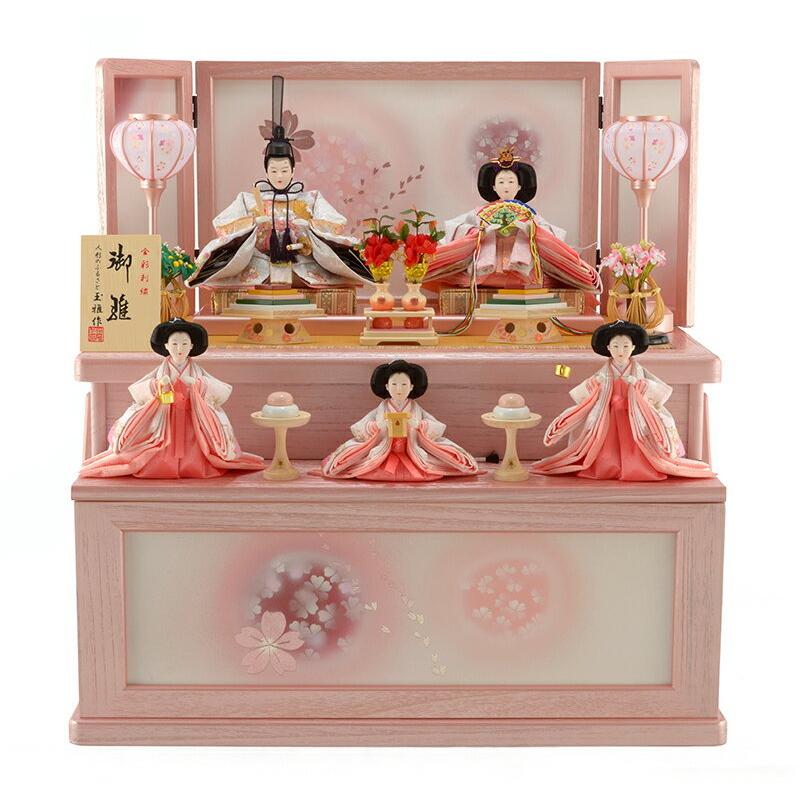 雛人形 飾り方 収納飾り 雛 名匠・逸品飾り 玉雅作 御雛 金彩刺繍 h253-kit-3132-3138 雛 人形 コンパクト 五人飾り かわいい お雛様 おしゃれ インテリア