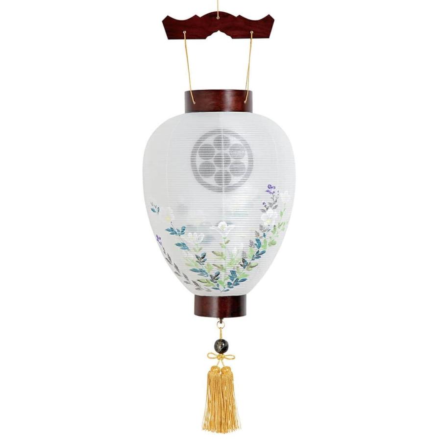 100周年記念祭】盆提灯 壺型 紋入 御所 芙蓉 紫檀調 電池式LED 絹製 絹 