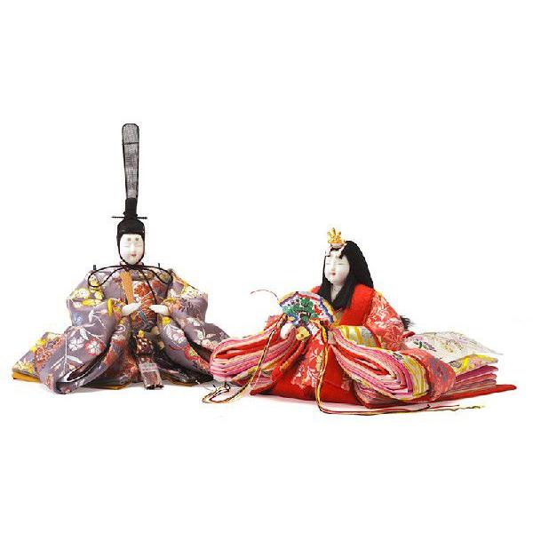 【100周年記念祭】雛人形 コンパクト おしゃれ 親王飾り 木目込み 真多呂 衣装着飾り 紫翠雛 芥子親王 A h263-mimt-260ks-a 平飾り コンパクトの画像