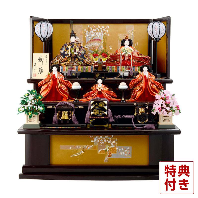 雛人形 飾り方 三段 名匠・逸品飾り 梓 葡萄塗り 御雛 雅なこころ 木製