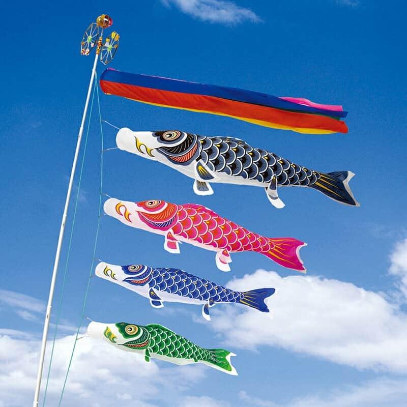 こいのぼり 村上鯉 鯉のぼり 庭園用 6m 7点セット ナイロン