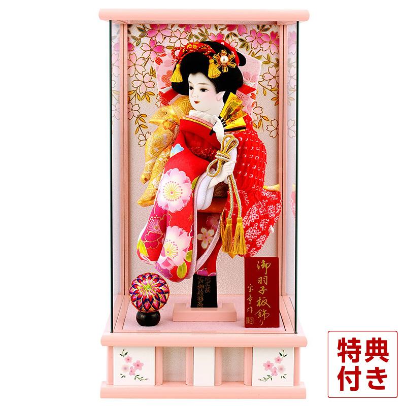 宝童作 羽子板 初正月 ケース飾り パノラマ姫桜 10号 ピンク h281-mmcp